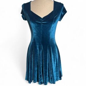 Kimchi Blue Urban Outfitters Velvet Blue Skater Dress